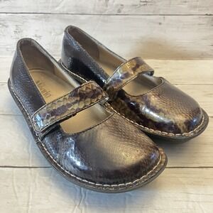 Algeria Shoes Womens 38 Green Snakeskin Mary Jane Nursing Comfort Leather 8 Clog